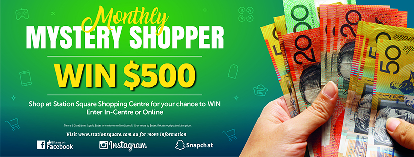 mystery shopper competition image. hand holding australian currancy in the form of $20, $50 & $100 notes.